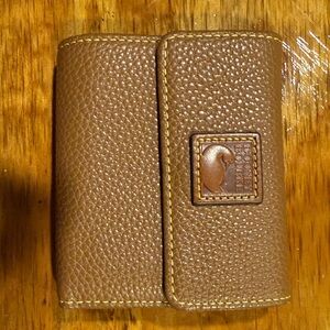 Dooney & Bourke Brown Pebbled Leather Key & Card Holder